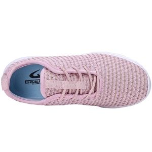 Pink althetic shoes with gold sparkle